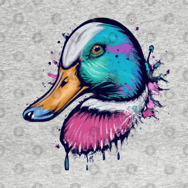 Mallard Duck Splatter Painting by FlippinTurtles